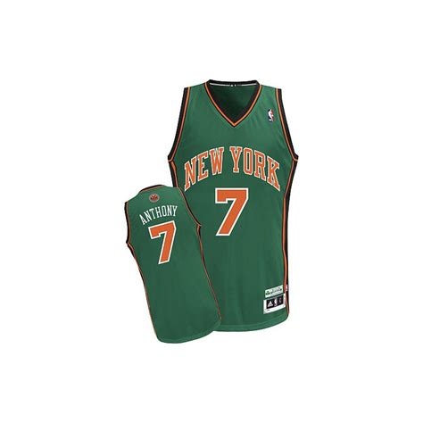 Men's New York Knicks Carmelo Anthony Authentic Green Adidas Jersey