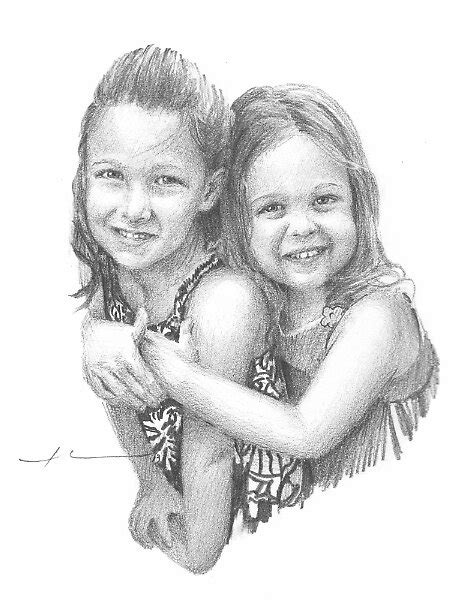 "Sisters hugging drawing" by mike theuer | Redbubble