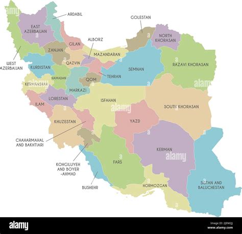 Vector map of Iran with provinces and administrative divisions ...