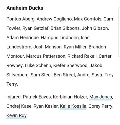 Our Official Opening Roster : r/AnaheimDucks