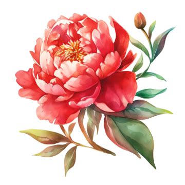 National Day Element Peony Flower Hand Drawn Watercolor Painting, Watercolor Painting, Blooming ...