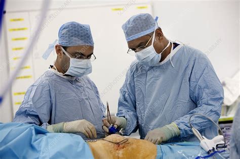 Surgery on an incisional hernia - Stock Image - C011/4445 - Science Photo Library