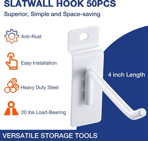 Buy 50 Pcs Slatwall Hooks 4 Inch Slatwall Accessories White Slatwall ...