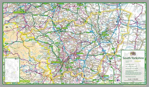 South Yorkshire - UK County Map Paper Laminated - 50 x 85 cm: Amazon.co.uk: Office Products