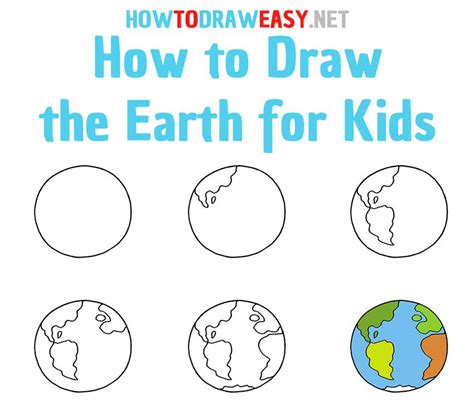 How to Draw the Earth Step by Step | Drawing lessons for kids, Earth for kids, Art drawings for kids