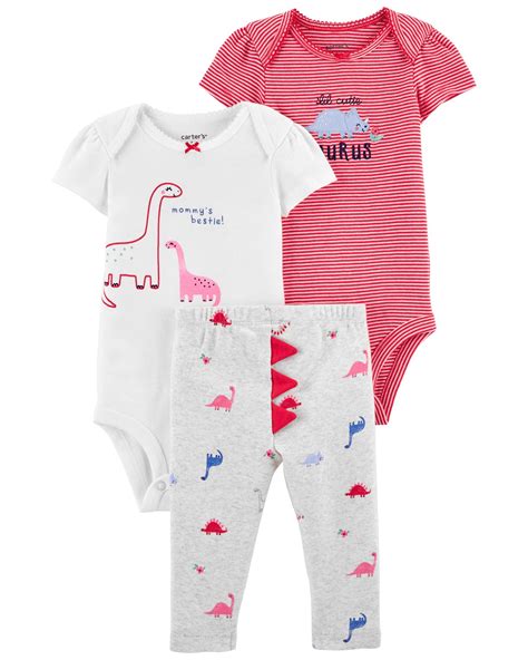 3-Piece Dinosaur Little Character Set in 2021 | Dinosaur baby clothes, Carters baby girl ...