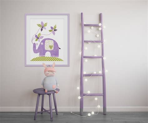 Purple and Green Elephant Nursery Baby Nursery Decor Nursery | Etsy