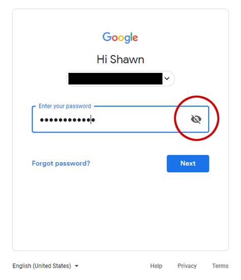 Is Google using the password show/hide toggle icon on their login form correctly? - User ...