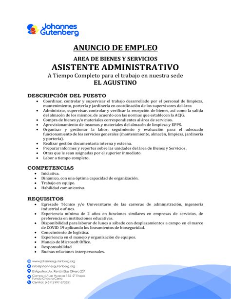 CONVOCATORIA ASISTENTE ADMINISTRATIVO