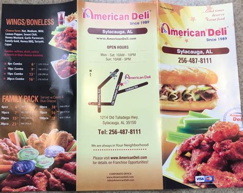 Menu at American Deli fast food, Sylacauga