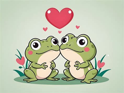 Cute Adorable Frog Couple Love Stock Illustration - Illustration of ...