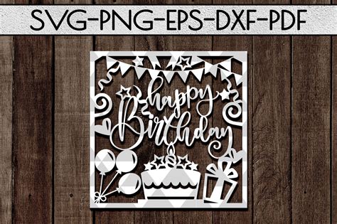 Happy Birthday SVG Cutting File, Birthday Card Papercut, DXF PDF By Mulia Designs | TheHungryJPEG