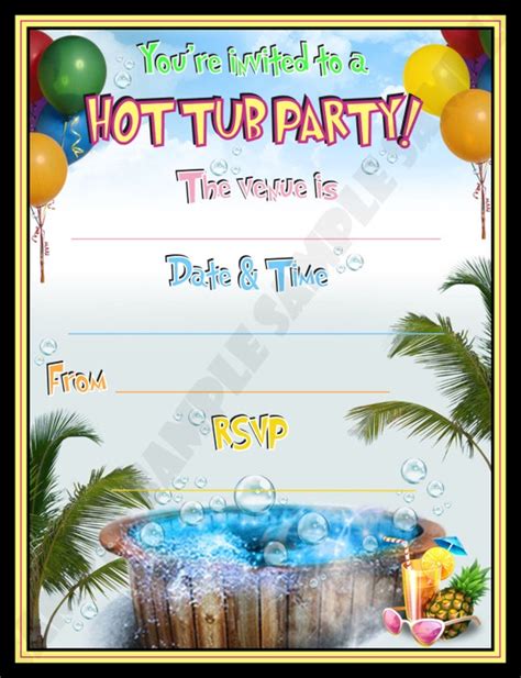 HOT TUB Party Mature Invitation / Invites by ShazIan on Etsy