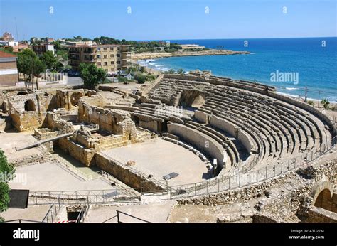 Roman amphitheatre Tarragona Catalonia Catalunya Cataluña Costa Stock Photo, Royalty Free Image ...