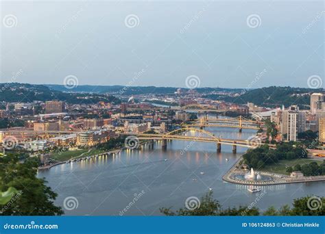 Skyline of Pittsburgh, Pennsylvania from Mount Washington at Night ...