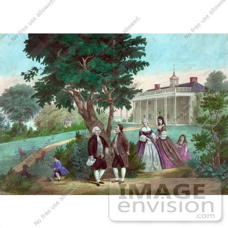 Stock Photo of George Washington and Family and the Marquis de ...