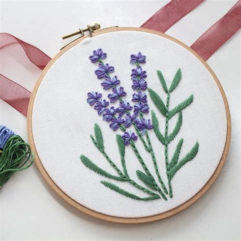 Lavender-hand embroidery pattern floral design digital PDF | Etsy