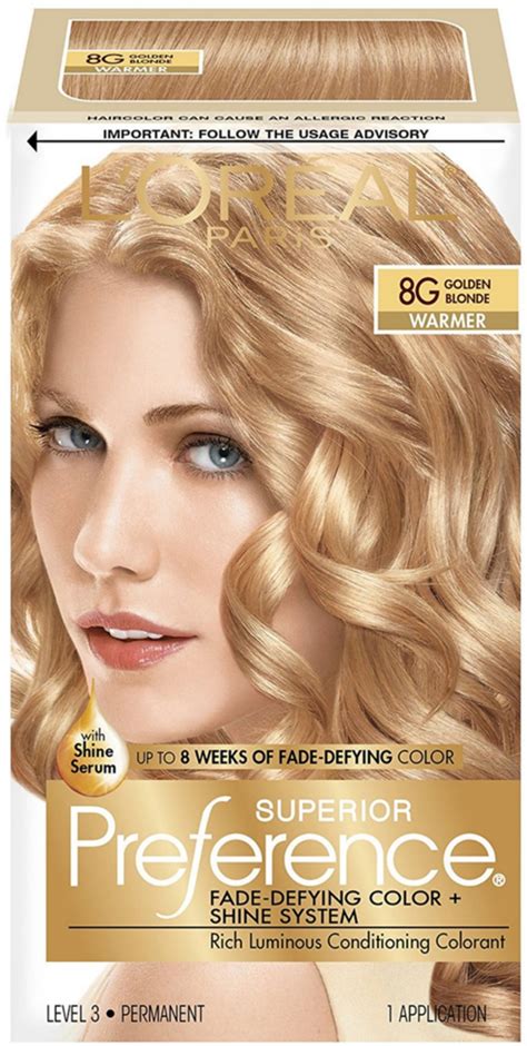 L'Oreal Paris Superior Preference Permanent Hair Color, 8G Golden Blonde, 1 Each, 3 Pack ...