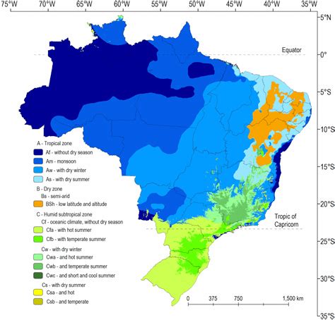 Climate classification for Brazil, according to the Köppen criteria ...