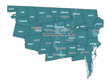 Massachusetts Franklin County Vector Map Digital Art by Frank Ramspott ...