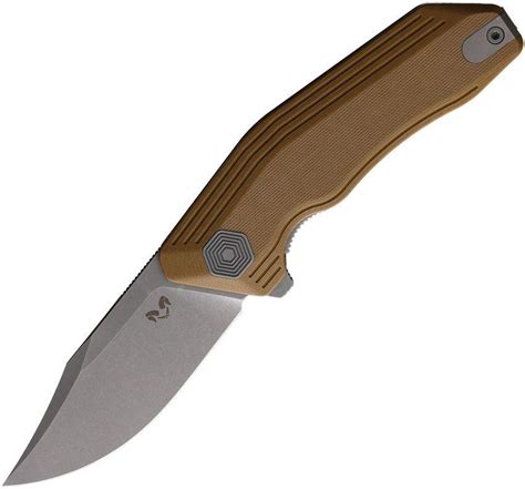 Damned Designs Cerberus Linerlock Tan G10 Stonewash Clip Point 14C28N – Knives.mx