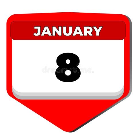 8 January Vector Icon Calendar Day. 8 Date of January. Eighth Day of January. 8th Date Number. 8 ...