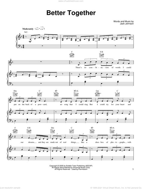 Johnson - Better Together sheet music for voice, piano or guitar