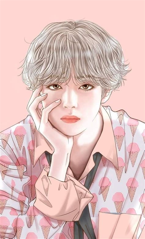 BTS // Taehyung ~ V Fanart | Cute cartoon wallpapers, Taehyung fanart, Bts drawings