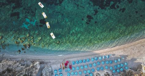 Birds Eye View of Beach Umbrellas on Shore · Free Stock Photo