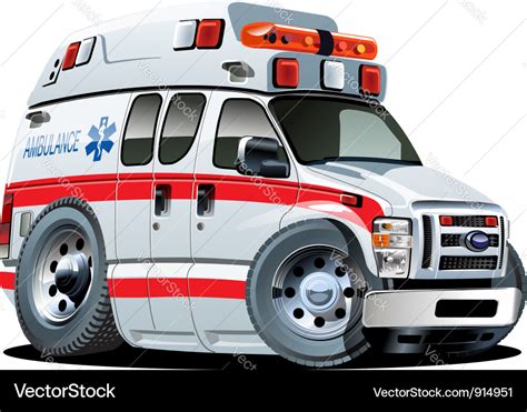 Cartoon ambulance car Royalty Free Vector Image