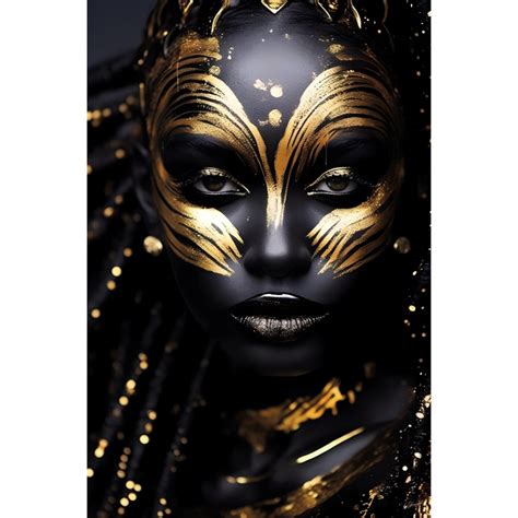 Glass painting Black and gold face 80x120cm. - Eliassen.nl - Eliassen Home & Garden Pleasure