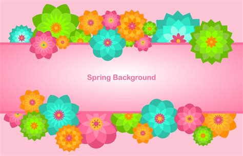 Premium Vector | Spring background. beautiful floral banner background. with green and pink flowers