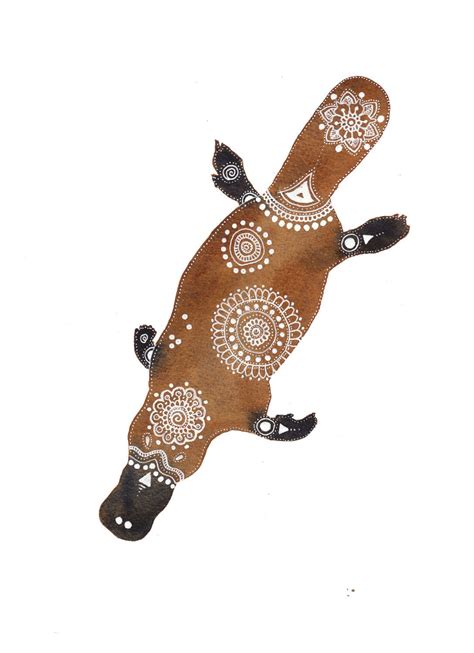 Brown-Black Platypus Archival Art Print | Indigenous australian art, Animal illustration art ...