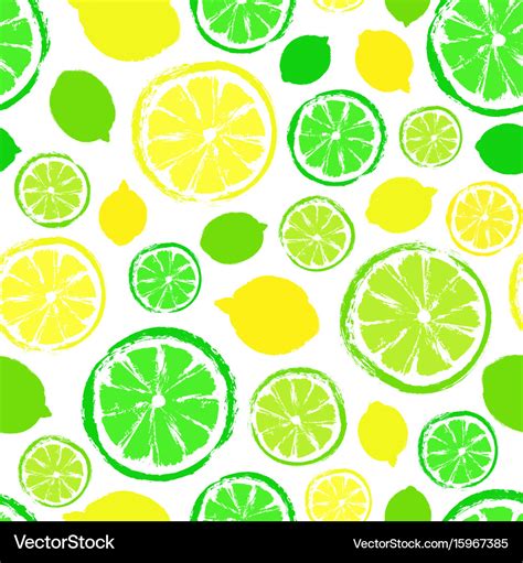 Lemons limes background painted pattern Royalty Free Vector