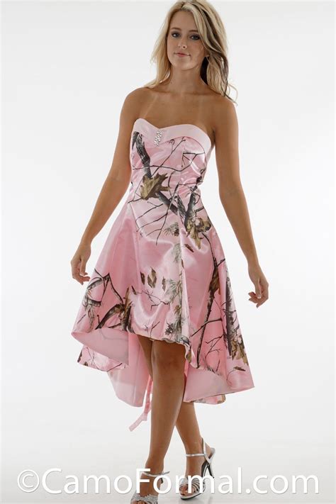 Pink Camo Dresses 2015 Bridesmaid Dress Strapless Hi Lo Bridesmaids' Formal Gowns Custom Made No ...