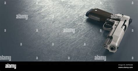 A Gun placed on the table, Short guns placed on a black background ...