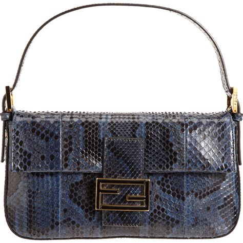 Fendi Python Baguette Bag in Blue | Lyst