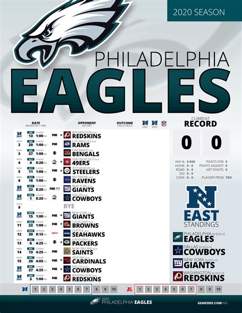 2020 Printable Eagles Schedule : eagles