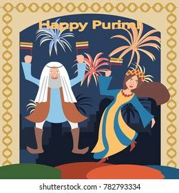 Purim Greetings Esther Mordecai Dancing Vector Stock Vector (Royalty Free) 782793334 | Shutterstock