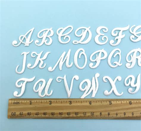 Iron on Embroidered Cursive Letters White Applique Craft Supplise Diy Machine Embroidery 1 Inch ...