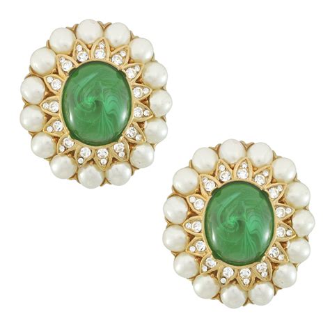 Ciner Margaret Emerald Pearl Earrings | Shop Ciner