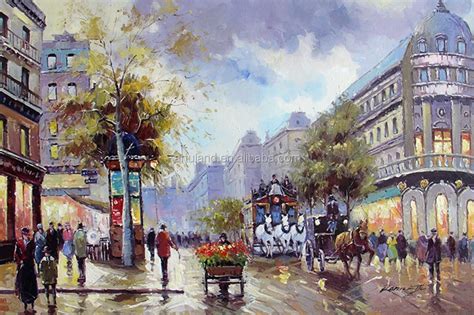 Famous Impressionist Paris Street Scene Canvas Knife Oil Painting For Home Dacoration - Buy ...