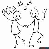 Stick Figures Dancing Coloring Page  Easy Drawing Guides sketch template