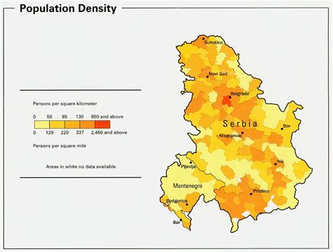 Serbia and Montenegro Population Density 1993 - Full size