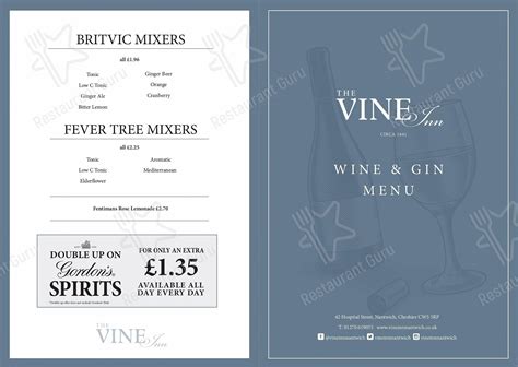 Menu at The Vine Inn pub & bar, Nantwich