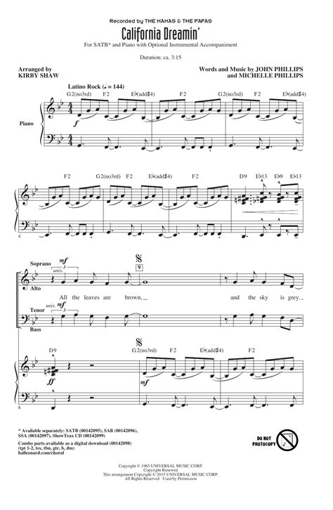 California Dreamin' | Sheet Music Direct