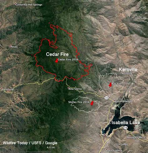 Cedar Fire causes evacuations west of Kernville, California - Wildfire Today