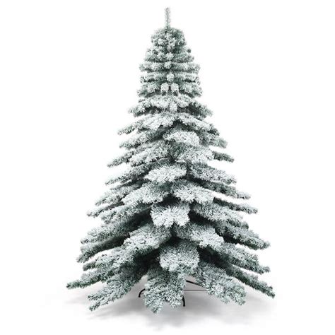 Gymax 7.5 ft. Snow Flocked Artificial Christmas Tree Hinged Pine Tree ...