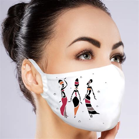 Custom Print Face Mask with Filter Pocket Rhinestones Washable | Etsy