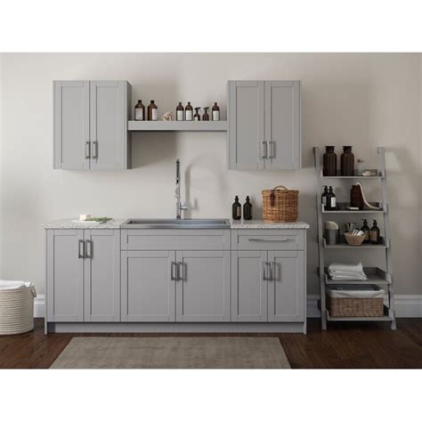 NewAge Products Laundry Room Cabinet Set 87.25-in W x 84-in H Wood Composite Gray Freestanding ...